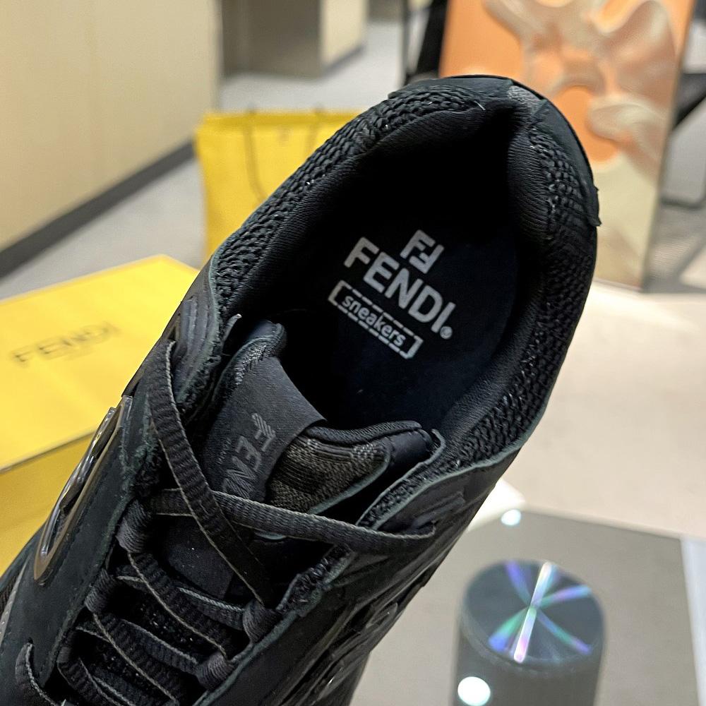 Fendi Faster Trainers Black Nubuck Leather Low-Tops Sneakers - FashionPlug