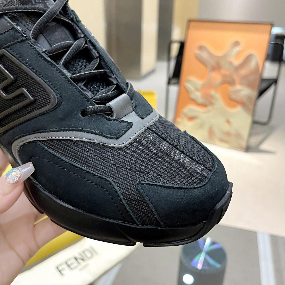 Fendi Faster Trainers Black Nubuck Leather Low-Tops Sneakers - FashionPlug
