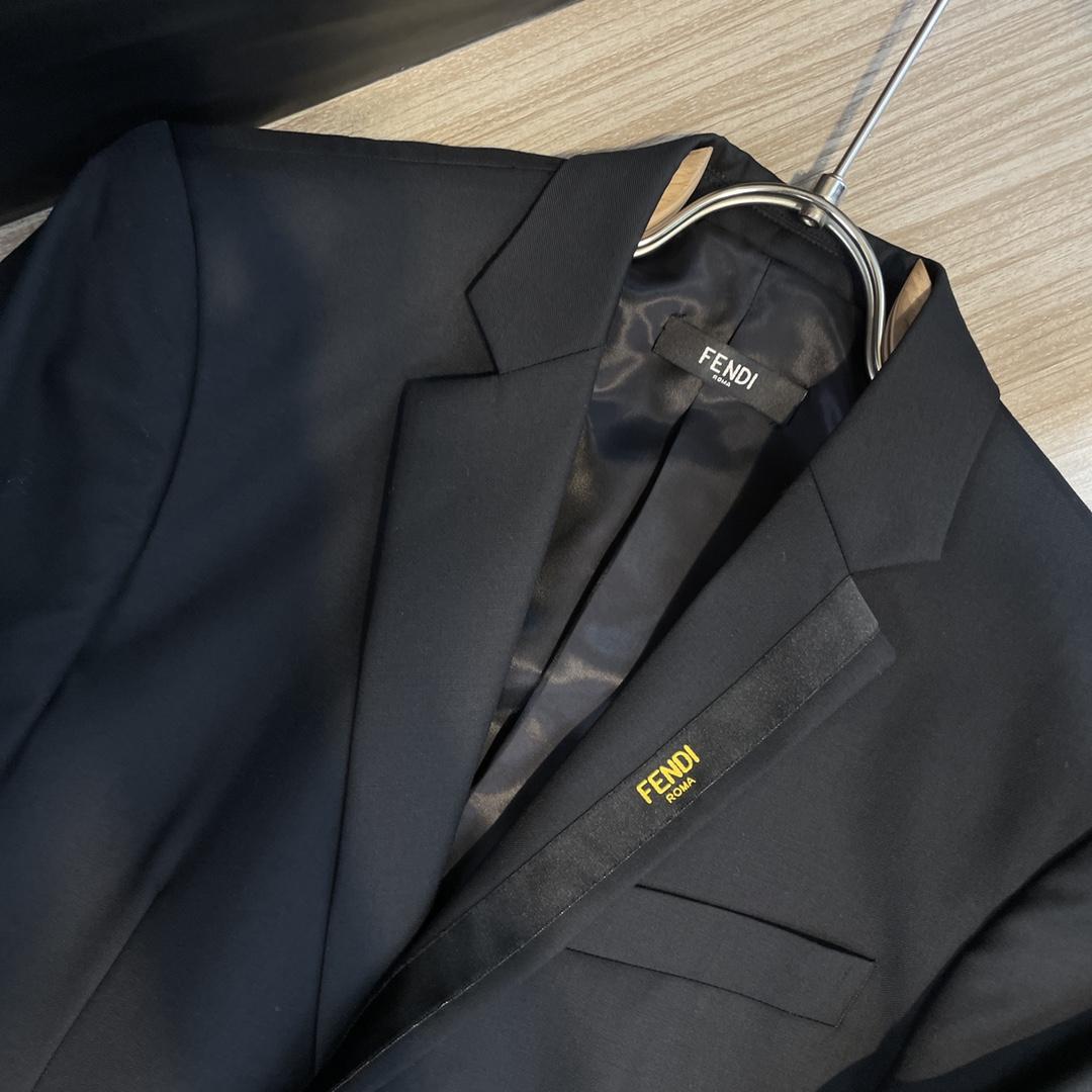 Fendi Black Cotton Blazer & Pants - FashionPlug