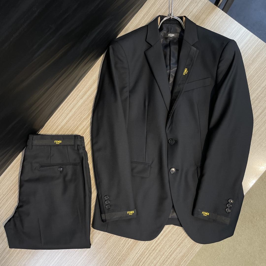 Fendi Black Cotton Blazer & Pants - FashionPlug
