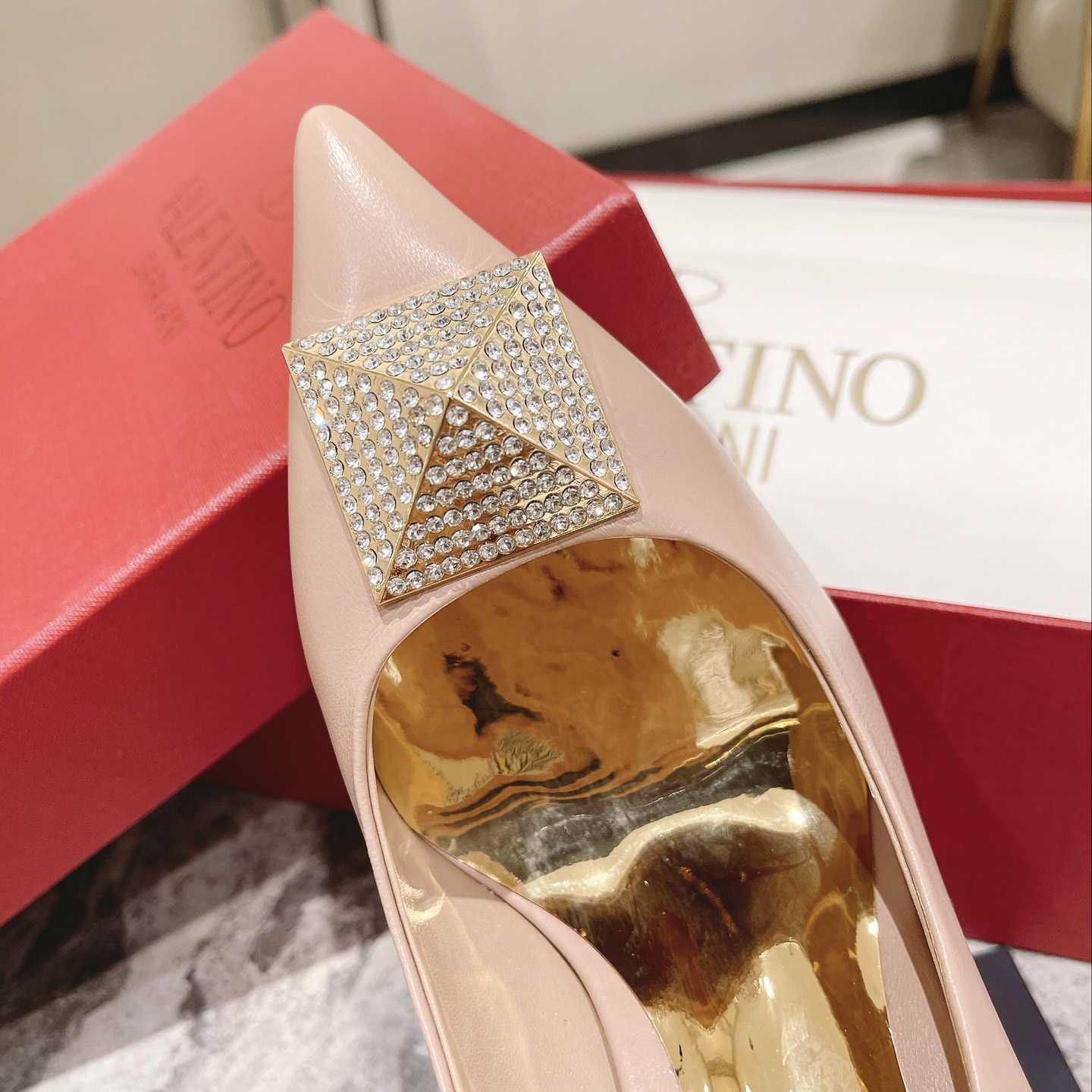 Valenti Garavani One Stud Pump With Crystals  100mm - FashionPlug