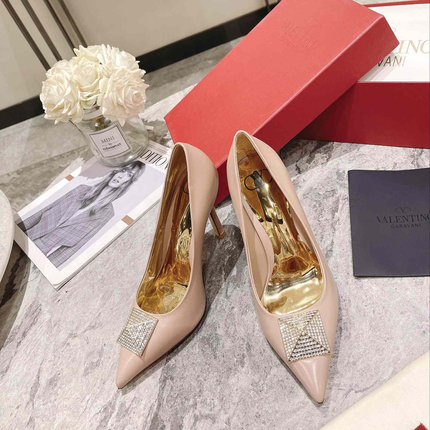 Valenti Garavani One Stud Pump With Crystals  100mm - FashionPlug