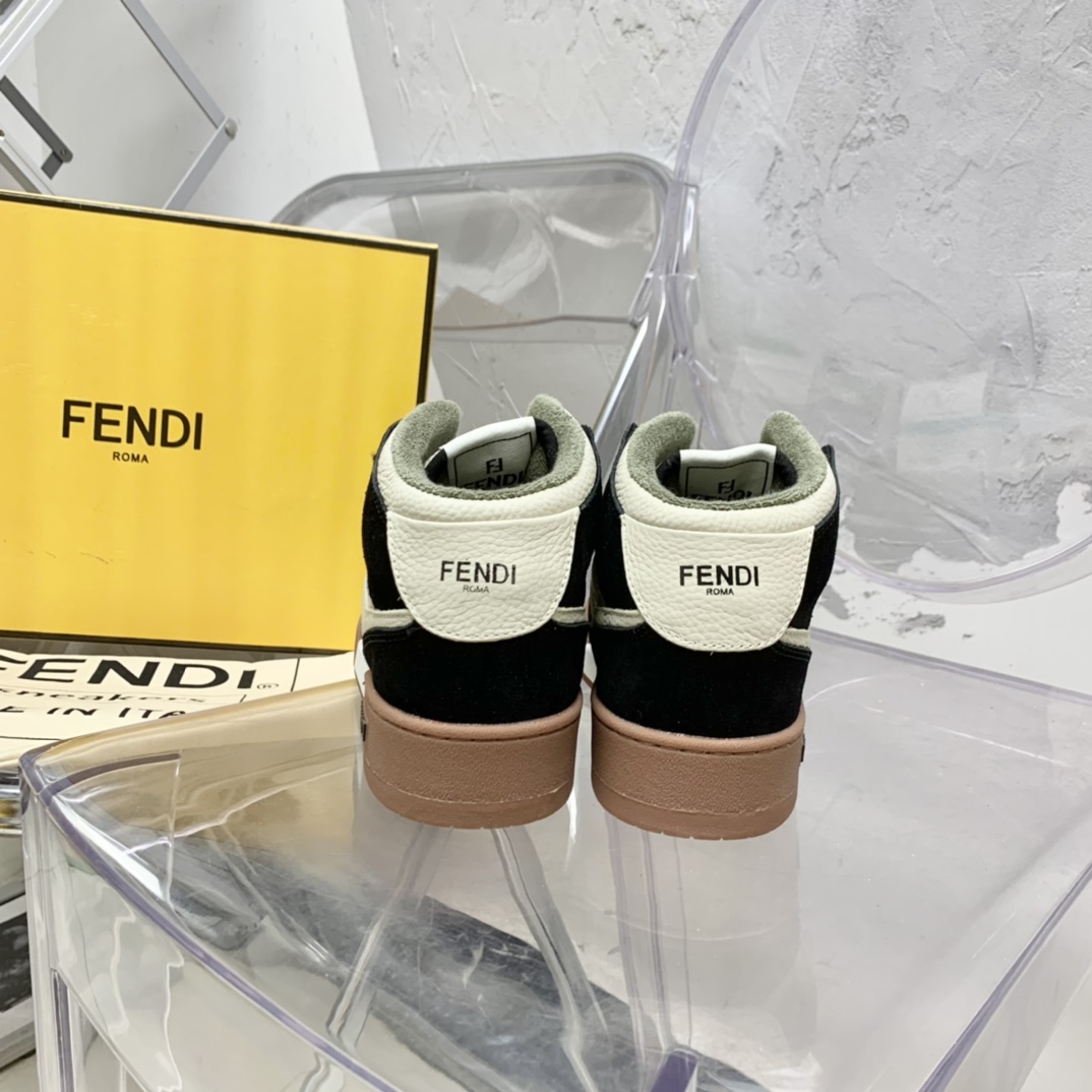 Fendi Match Black Leather High-Tops - FashionPlug
