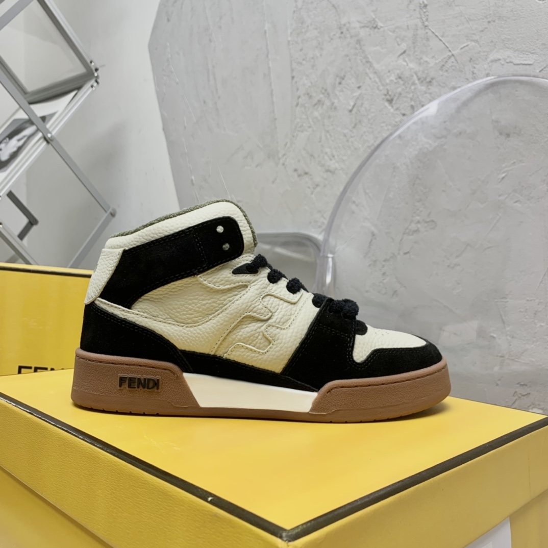 Fendi Match Black Leather High-Tops - FashionPlug