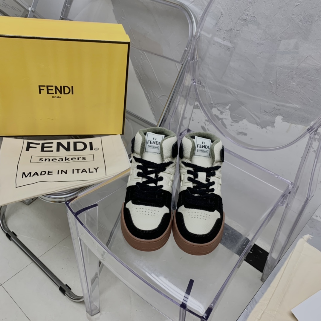 Fendi Match Black Leather High-Tops - FashionPlug