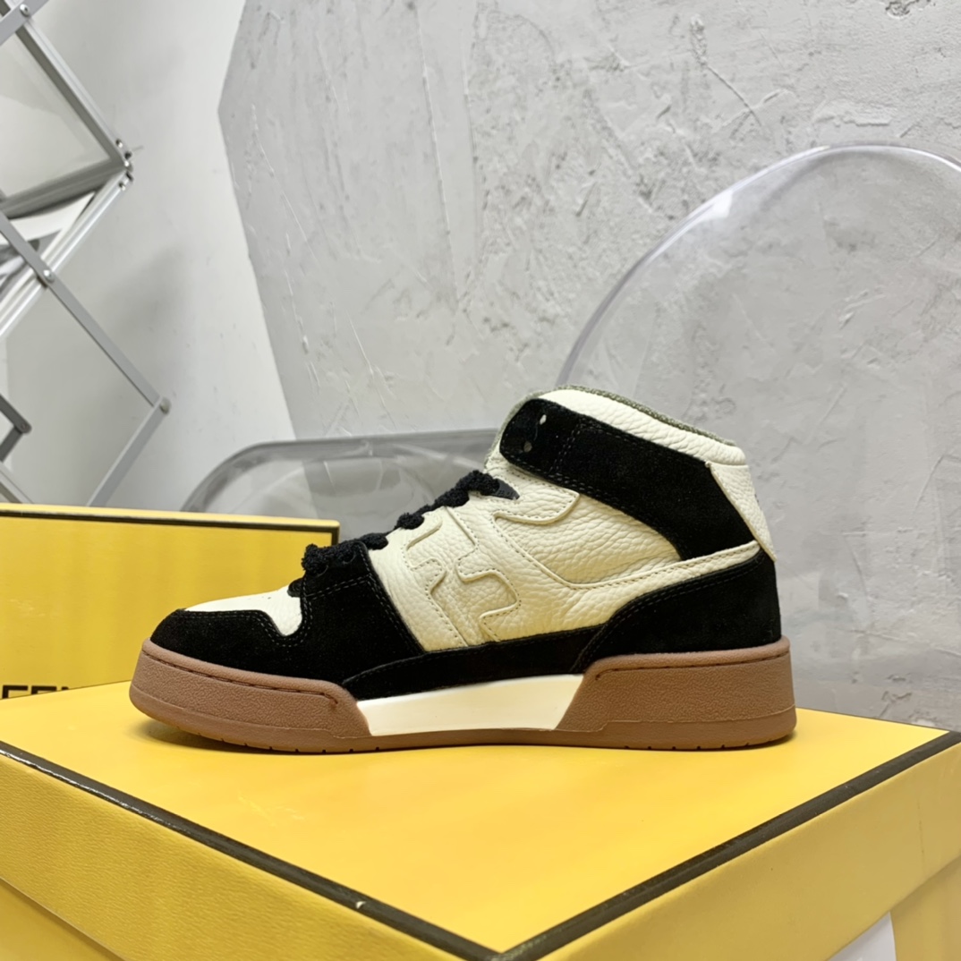 Fendi Match Black Leather High-Tops - FashionPlug