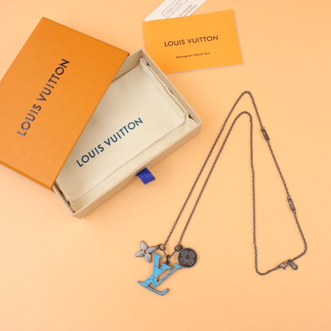 Louis Vuitton Pendant Chain LV Turquoise Necklace    M68904 - FashionPlug