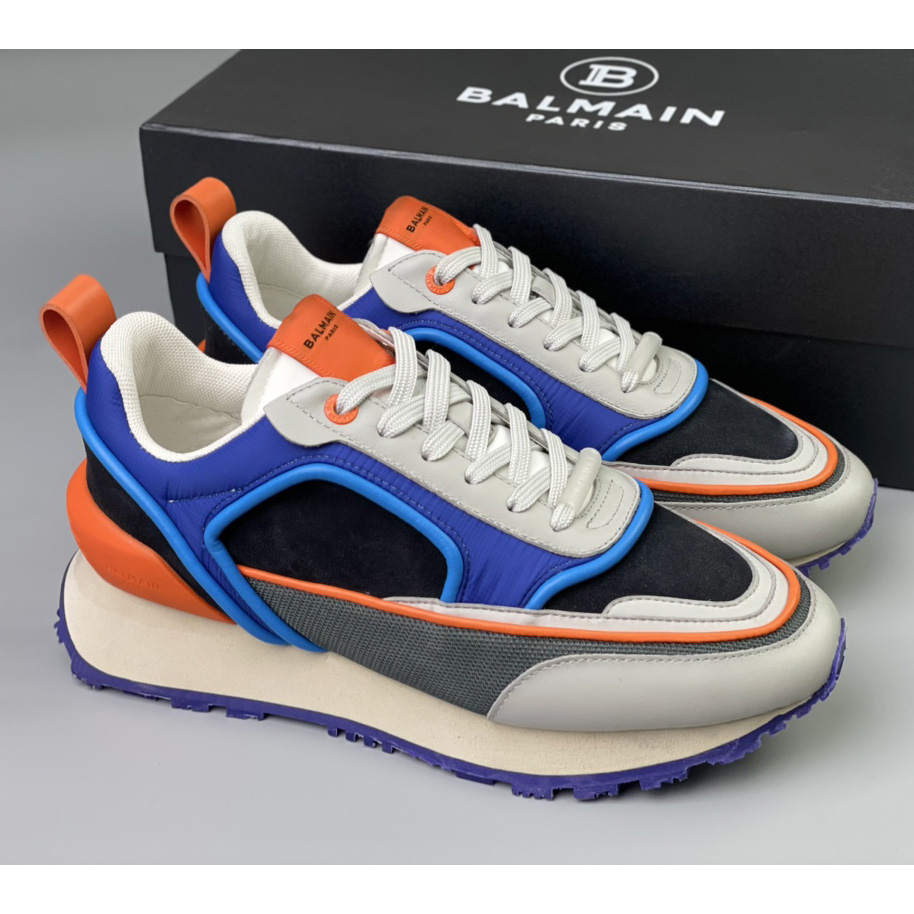 Balmain Velvet Nylon And Mesh Racer Low-Top Sneakers - FashionPlug