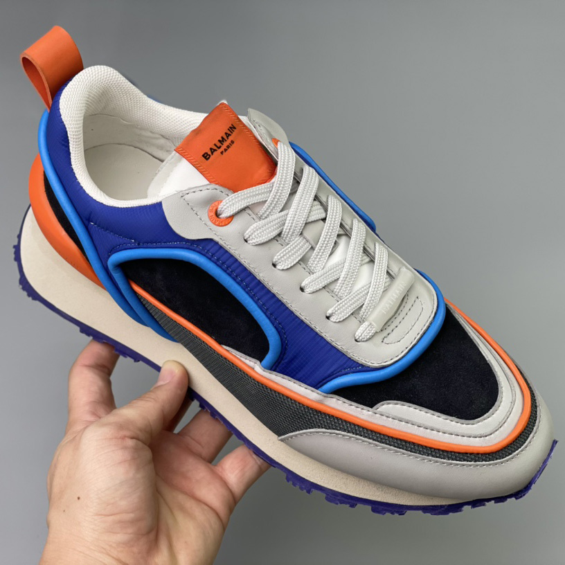 Balmain Velvet Nylon And Mesh Racer Low-Top Sneakers - FashionPlug