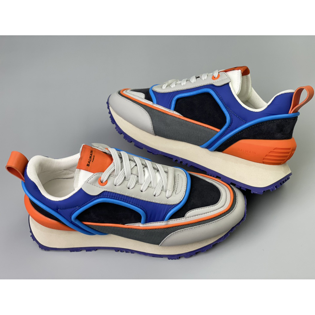 Balmain Velvet Nylon And Mesh Racer Low-Top Sneakers - FashionPlug
