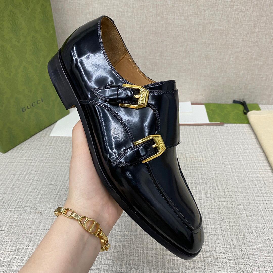 Gucci Monk-Strap Leather Shoes - FashionPlug