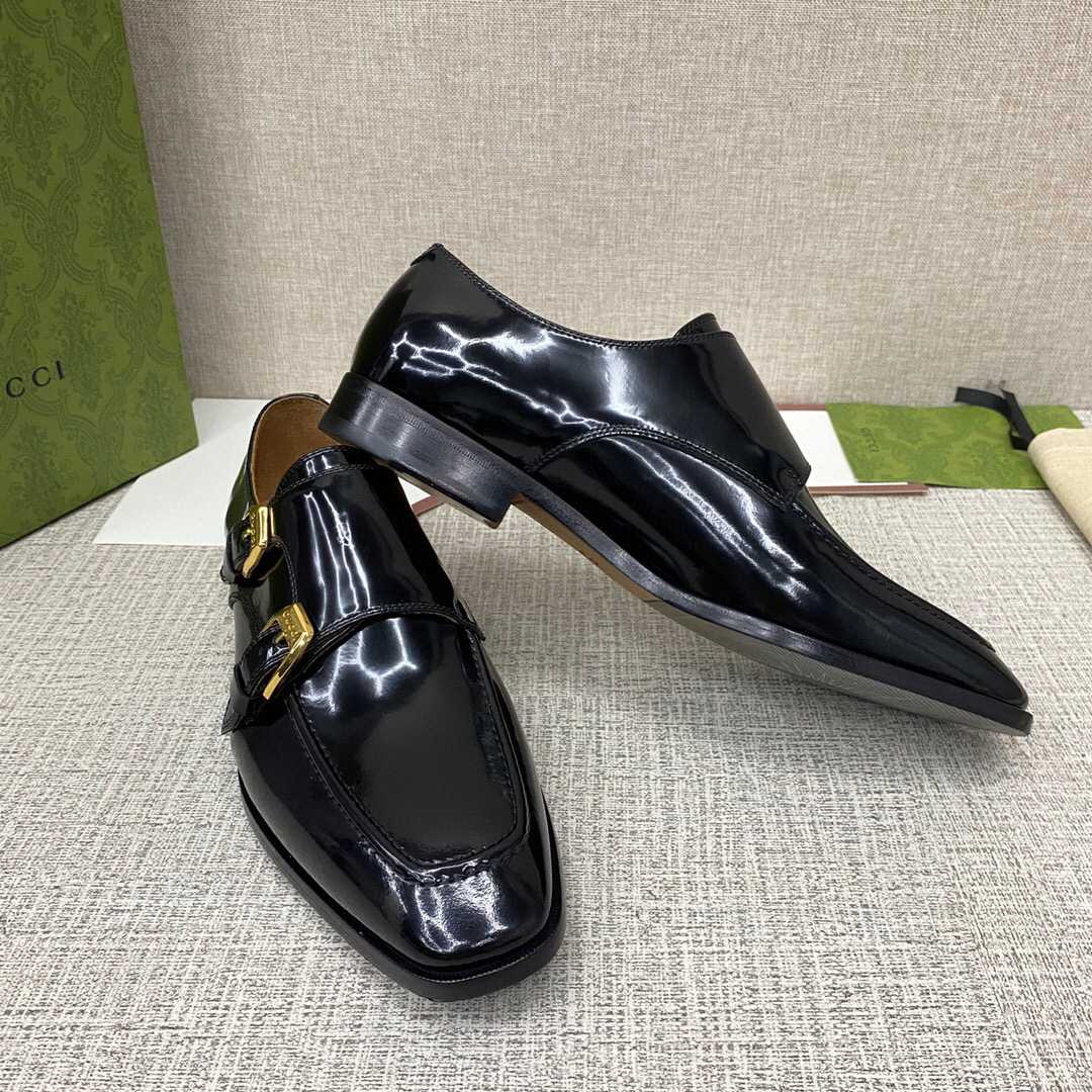 Gucci Monk-Strap Leather Shoes - FashionPlug