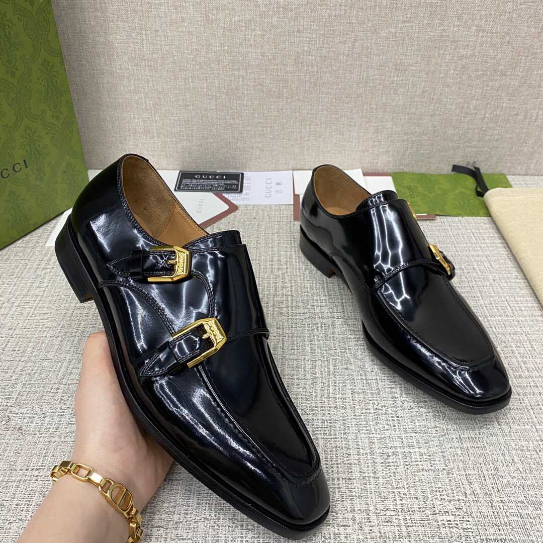 Gucci Monk-Strap Leather Shoes - FashionPlug
