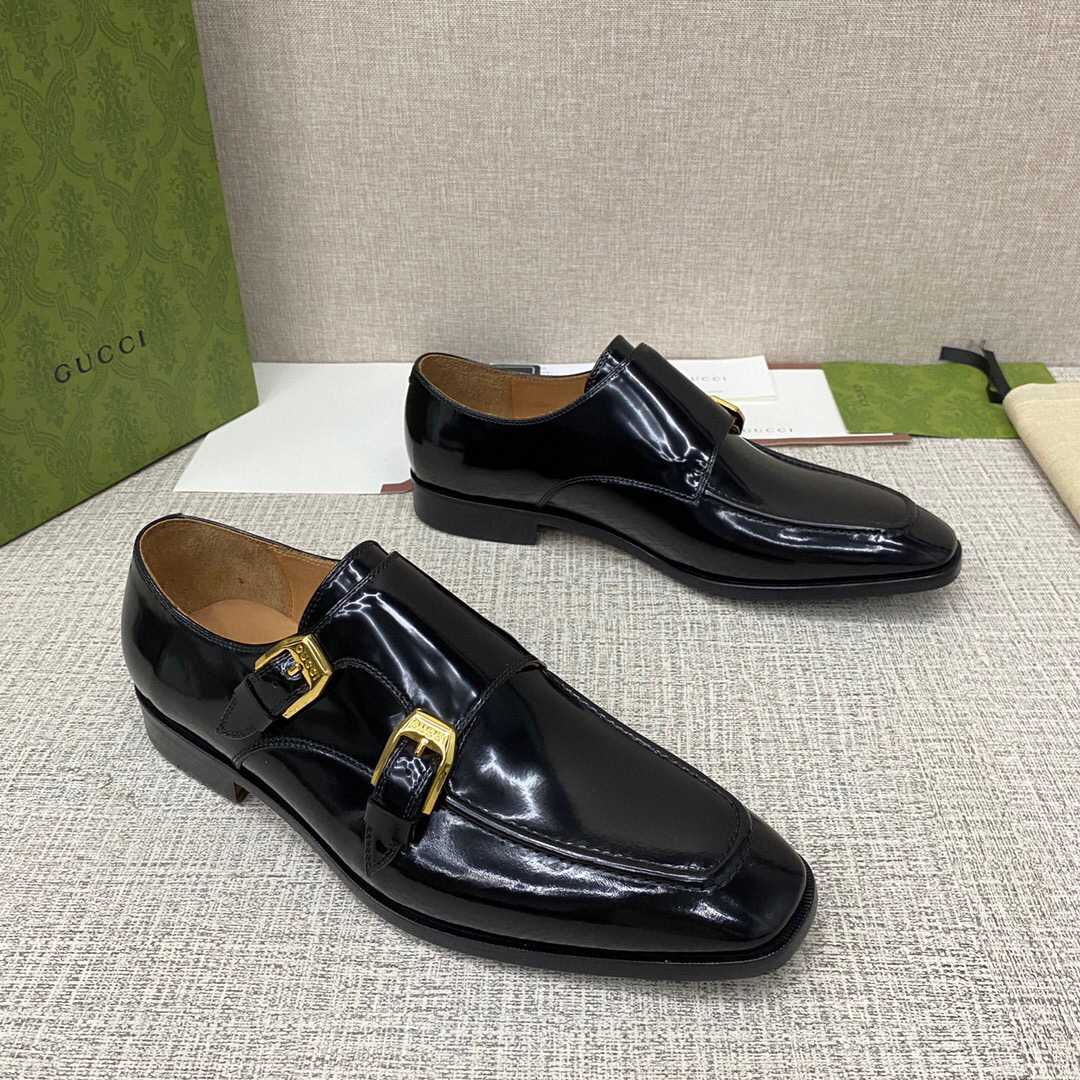 Gucci Monk-Strap Leather Shoes - FashionPlug