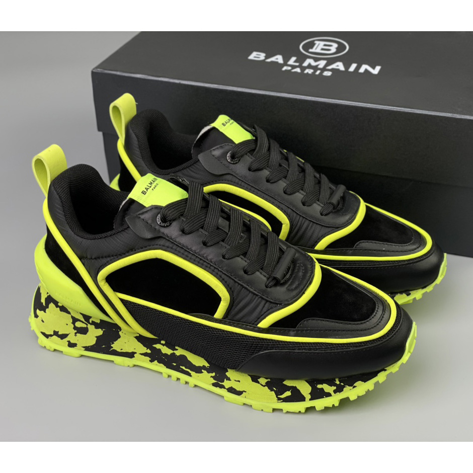 Balmain Velvet Nylon And Mesh Racer Low-Top Sneakers - FashionPlug