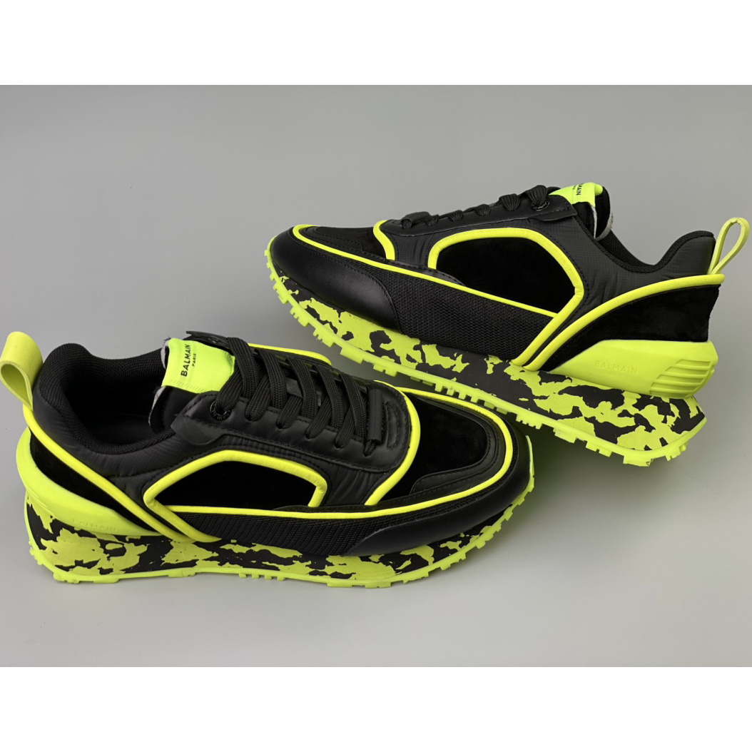 Balmain Velvet Nylon And Mesh Racer Low-Top Sneakers - FashionPlug