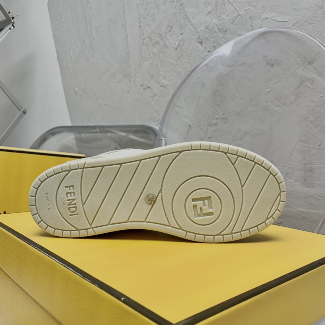 Fendi Match White Leather High-Tops - FashionPlug