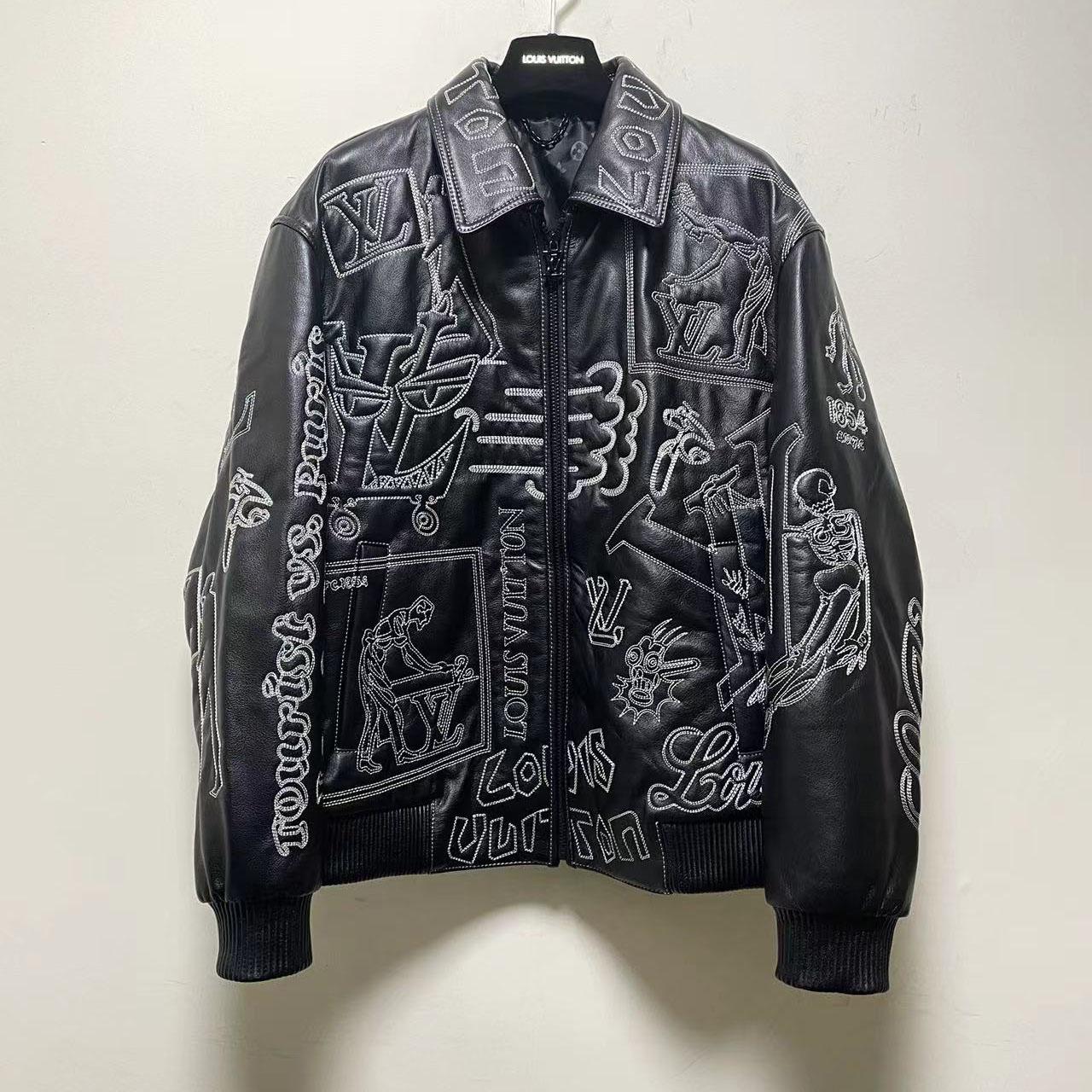 Louis Vuitton Black Leather 'Tourist vs. Purist' Bomber Jacket - FashionPlug