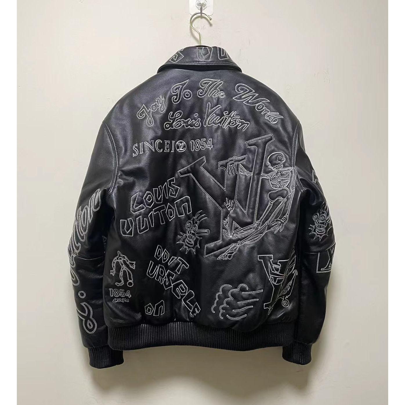 Louis Vuitton Black Leather 'Tourist vs. Purist' Bomber Jacket - FashionPlug