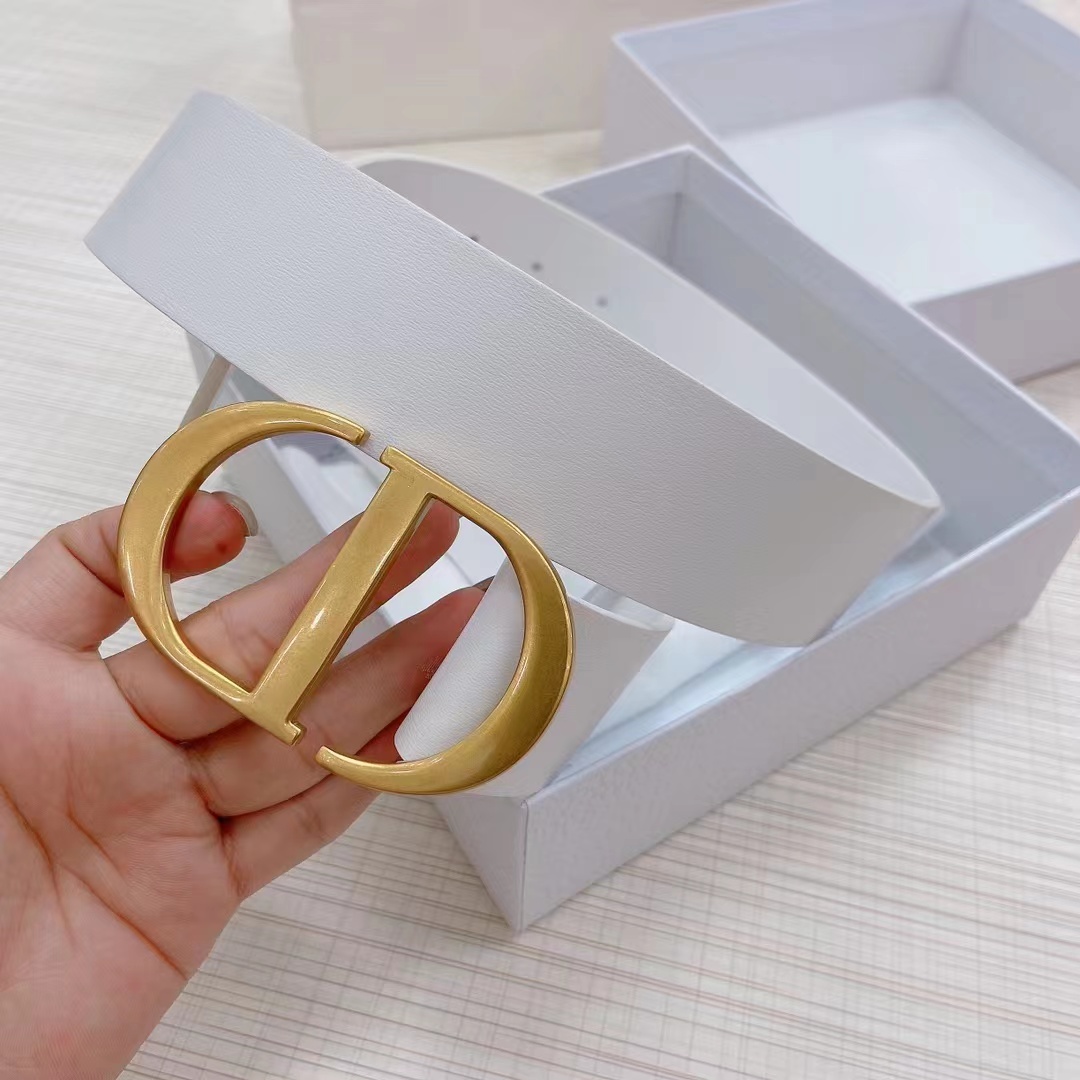 Dior Leather Belt With 'CD' Buckle - FashionPlug