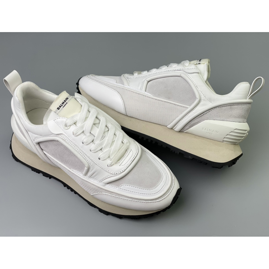 Balmain Velvet Nylon And Mesh Racer Low-Top Sneakers(upon uk size) - FashionPlug