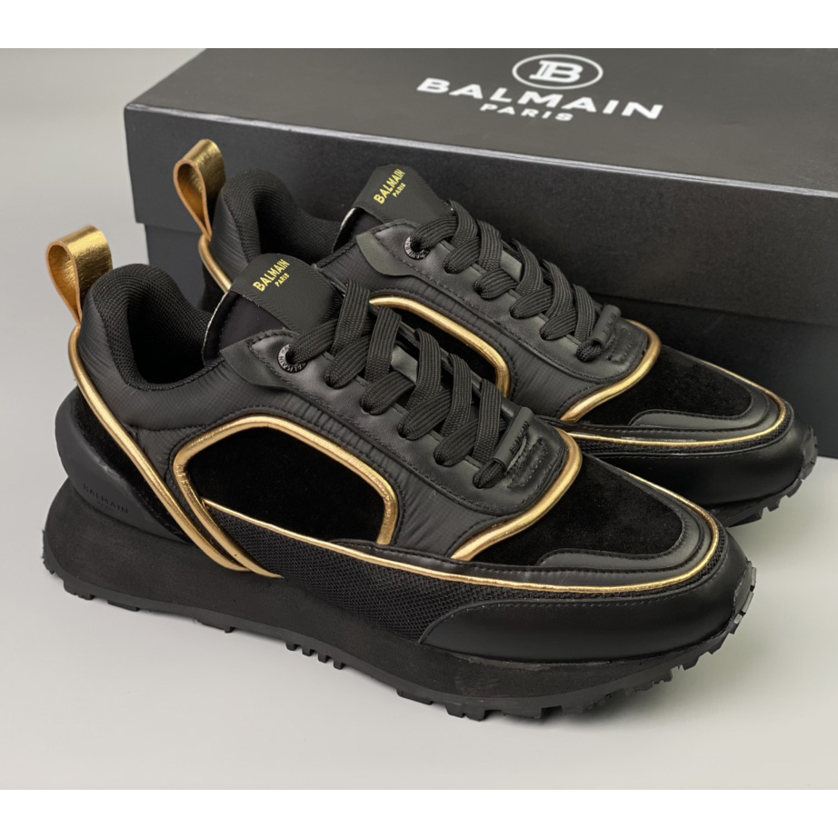 Balmain Velvet Nylon And Mesh Racer Low-Top Sneakers - FashionPlug