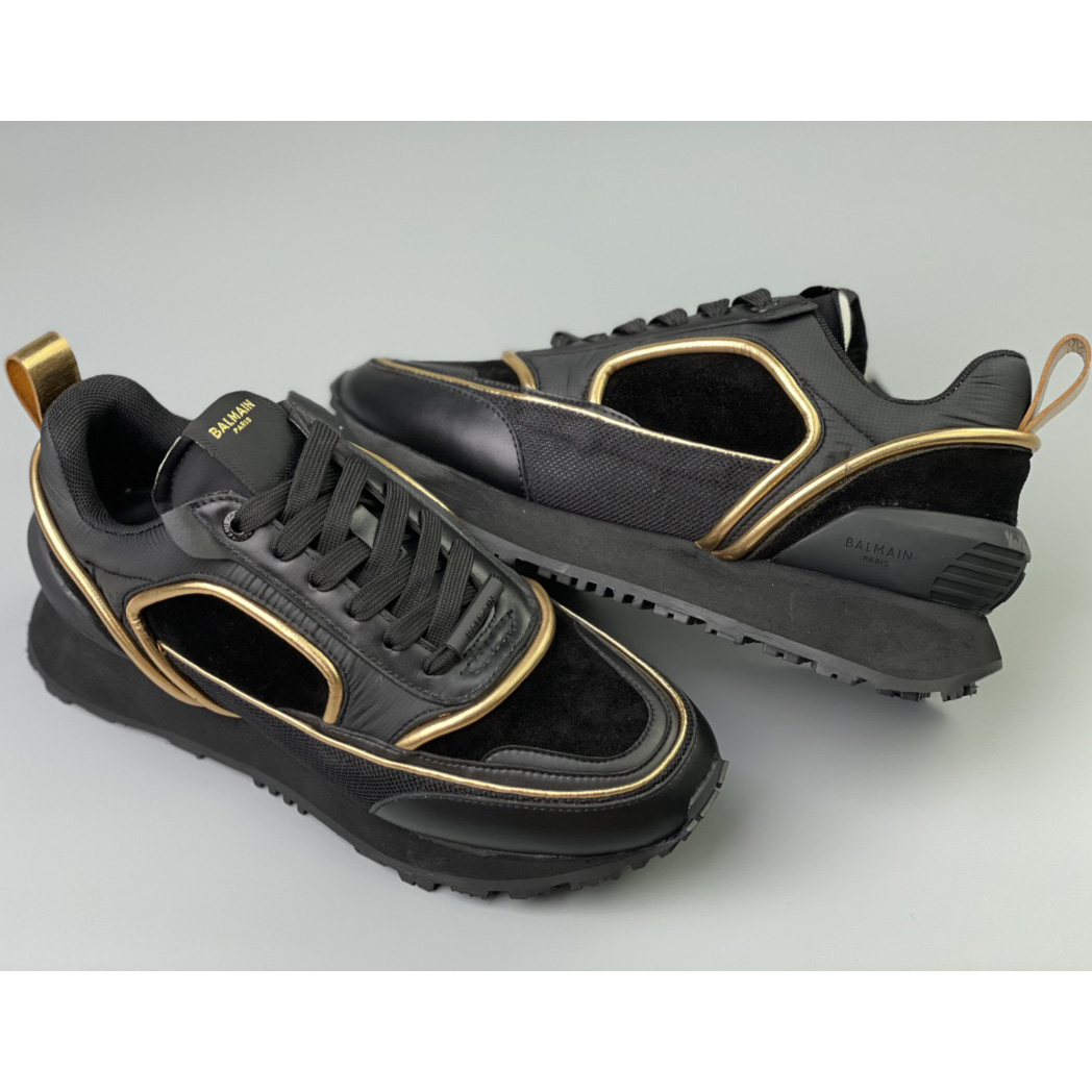 Balmain Velvet Nylon And Mesh Racer Low-Top Sneakers - FashionPlug