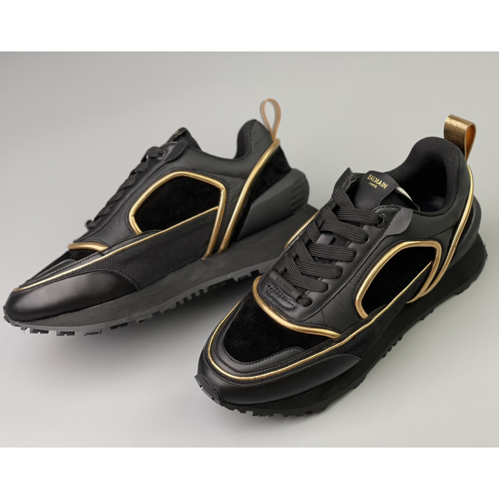 Balmain Velvet Nylon And Mesh Racer Low-Top Sneakers - FashionPlug