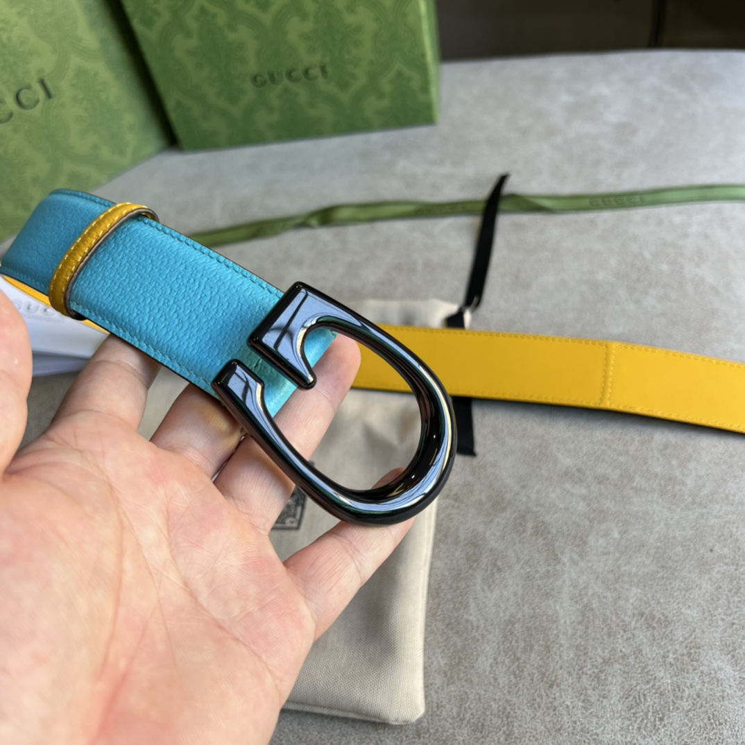 Gucci Two-Tone Belt With G Buckle - FashionPlug