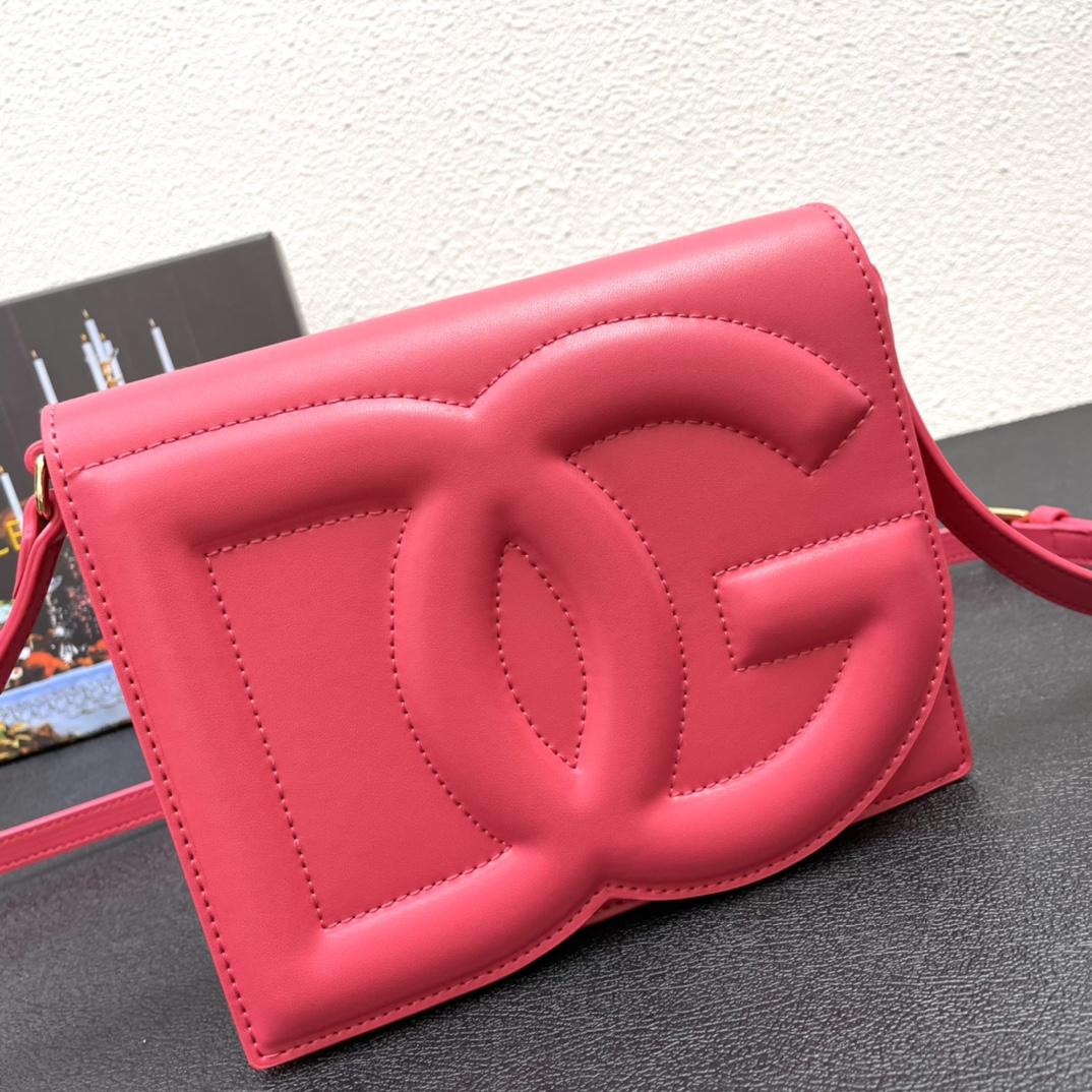 Dolce & Gabbana Calfskin DG Logo Crossbody Bag(20-16-5cm) - FashionPlug