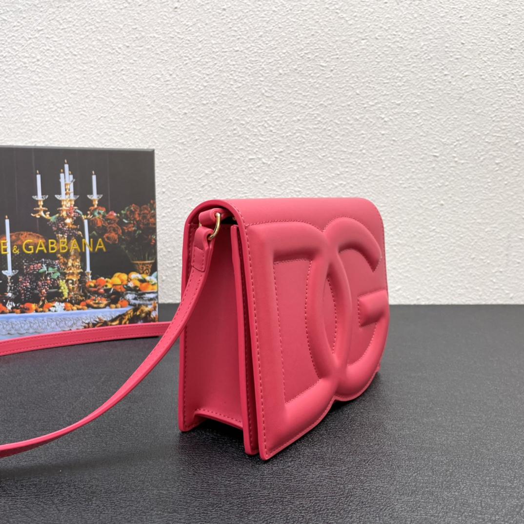 Dolce & Gabbana Calfskin DG Logo Crossbody Bag(20-16-5cm) - FashionPlug