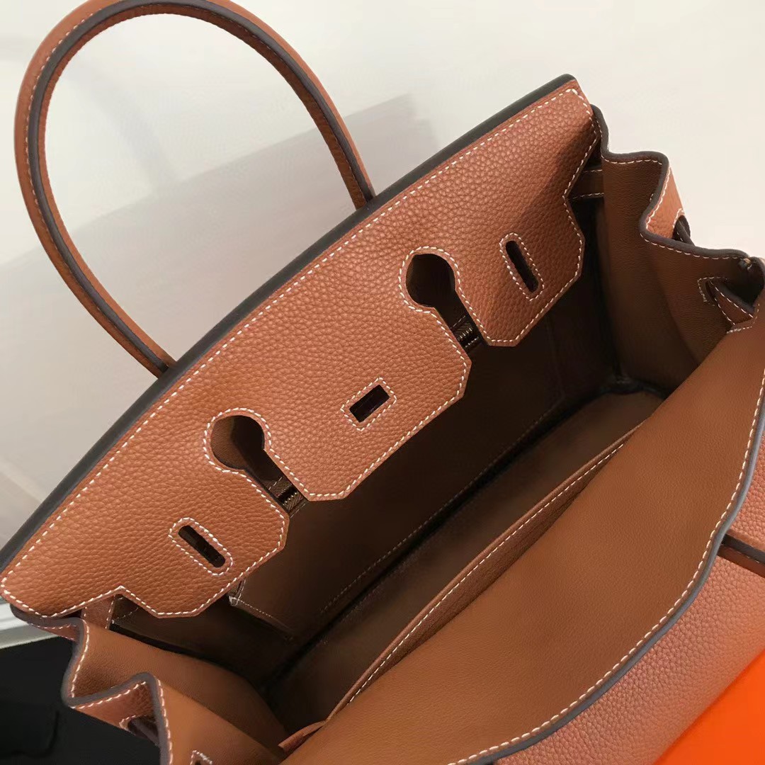 Hermes Birkin 30 Fjord Leather Gold Handbag （30-22-16CM） - FashionPlug