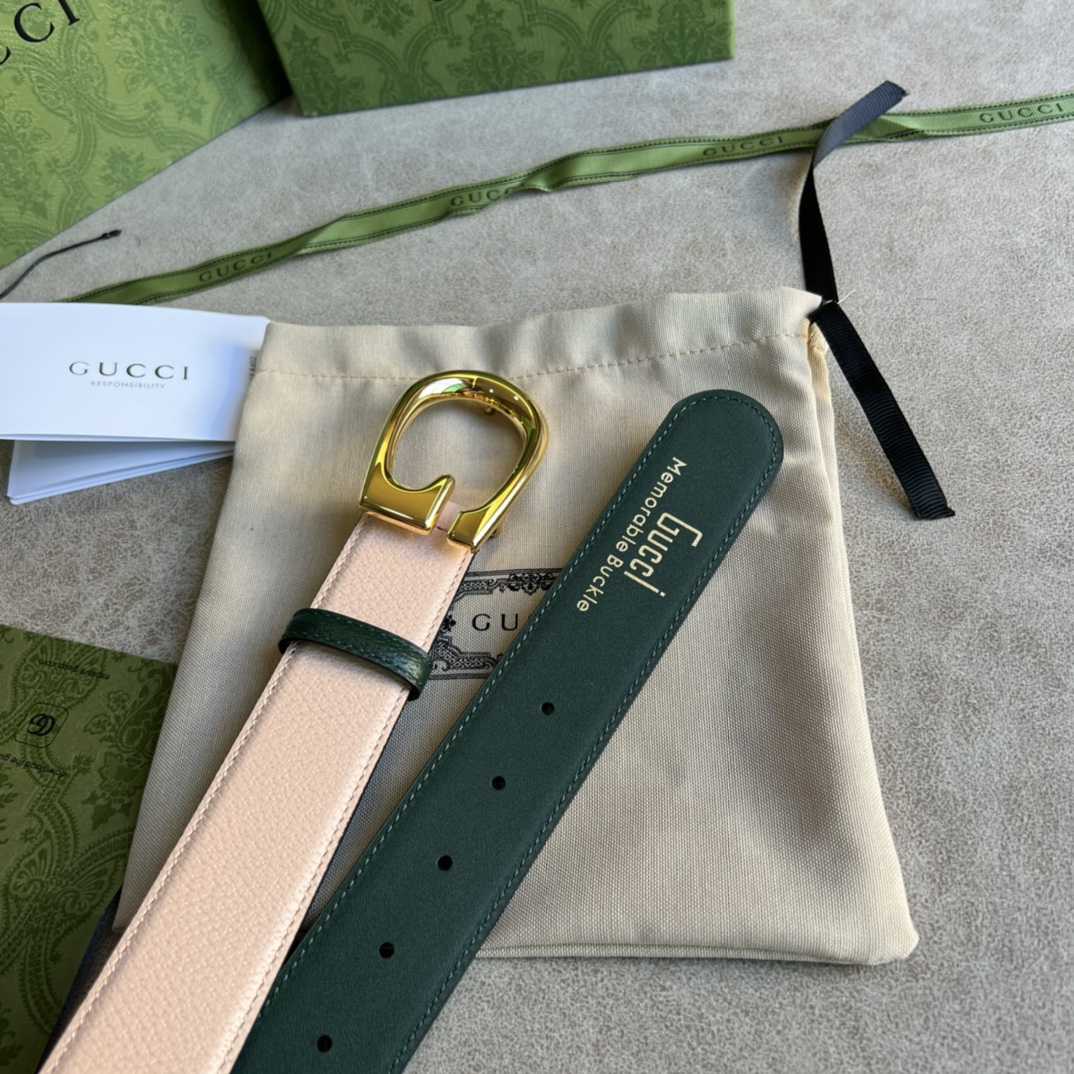 Gucci Two-Tone Belt With G Buckle - FashionPlug
