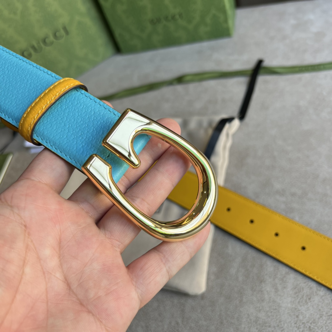 Gucci Two-Tone Belt With G Buckle - FashionPlug