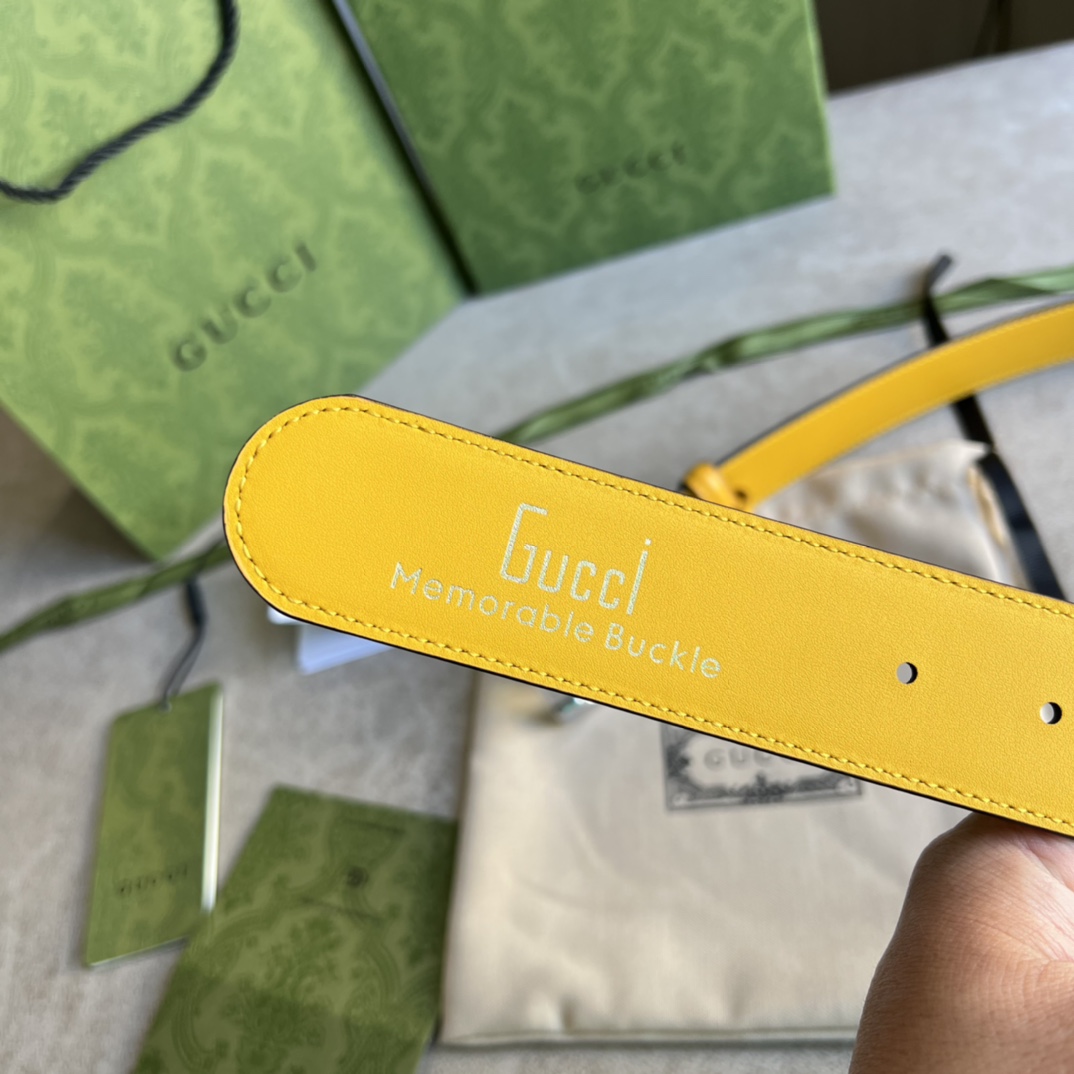 Gucci Two-Tone Belt With G Buckle - FashionPlug