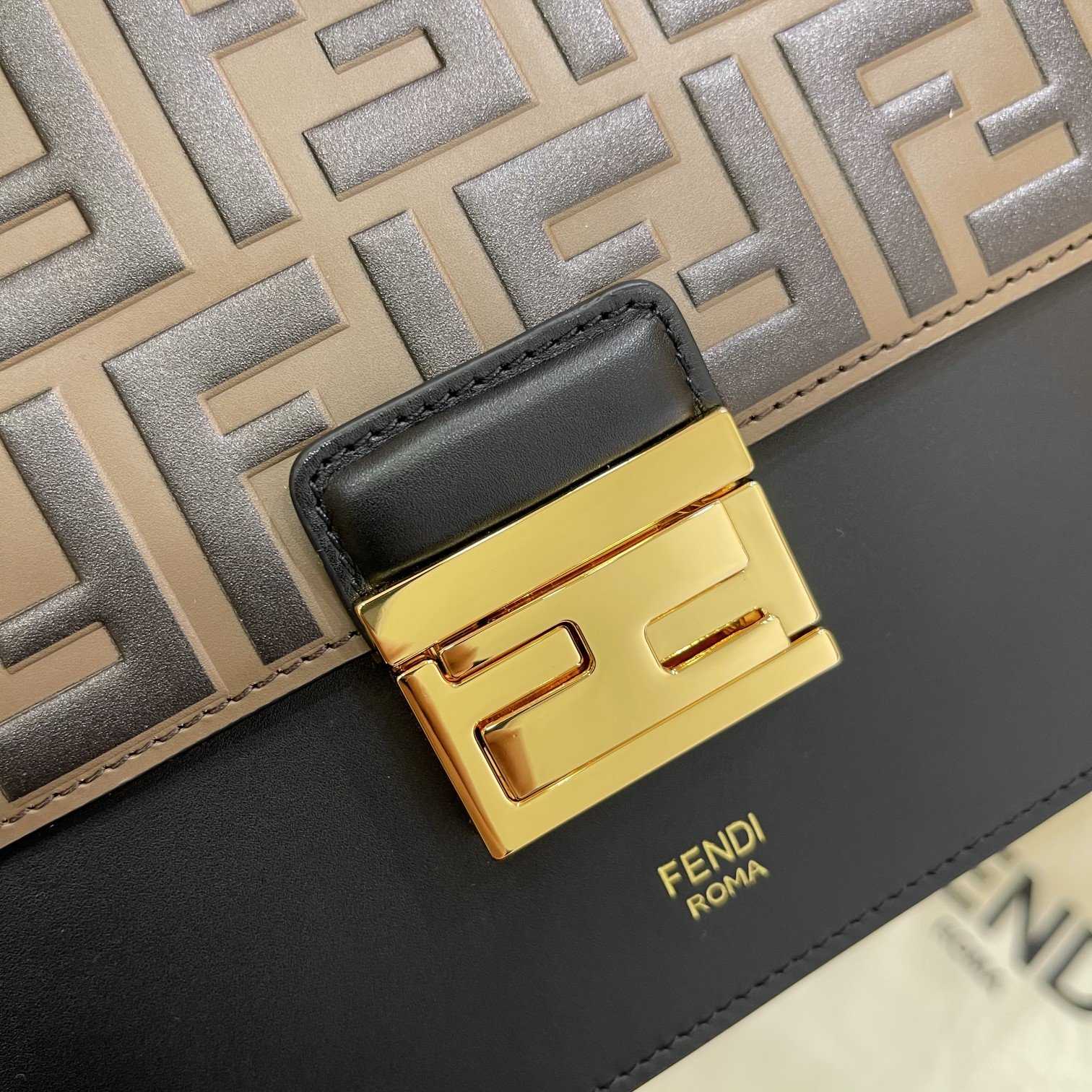 Fendi Kan I Black Leather Bag (25-17-10cm)   - FashionPlug