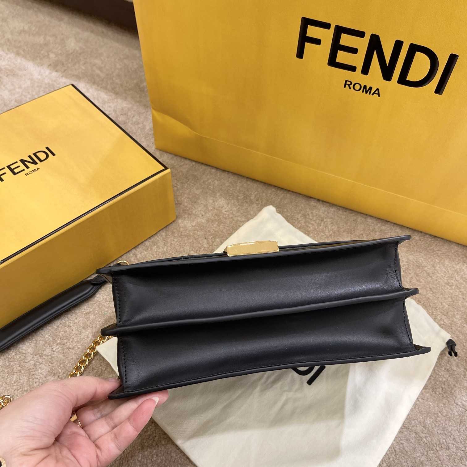 Fendi Kan I Black Leather Bag (25-17-10cm)   - FashionPlug
