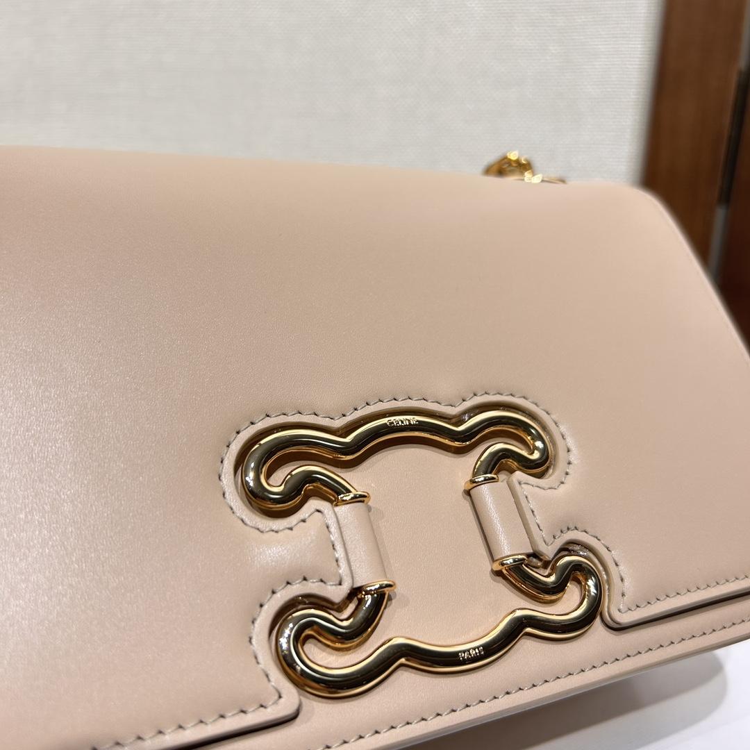 Celine Medium Bag Triomphe Frame In Shiny Calfskin - FashionPlug