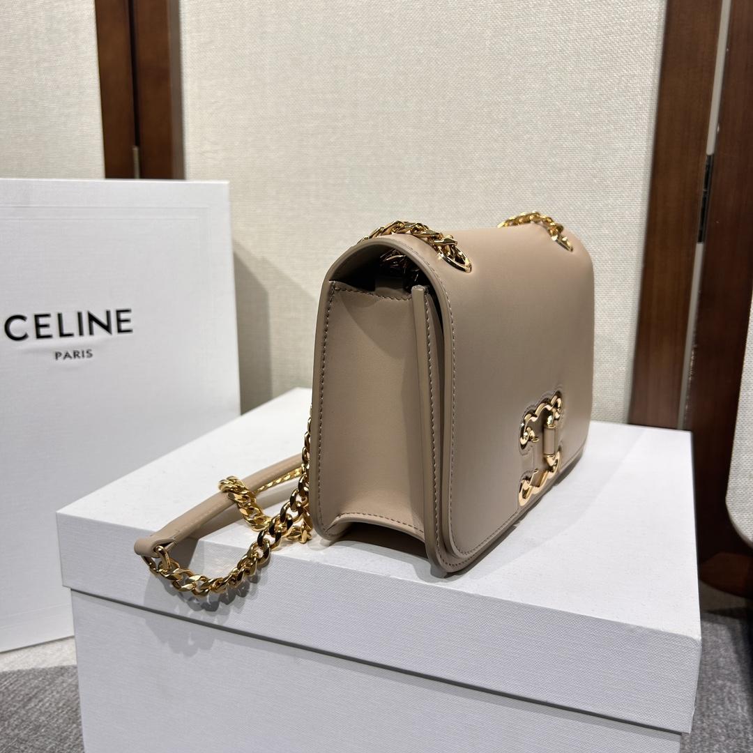 Celine Medium Bag Triomphe Frame In Shiny Calfskin - FashionPlug