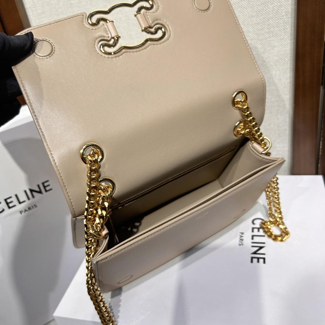 Celine Medium Bag Triomphe Frame In Shiny Calfskin - FashionPlug
