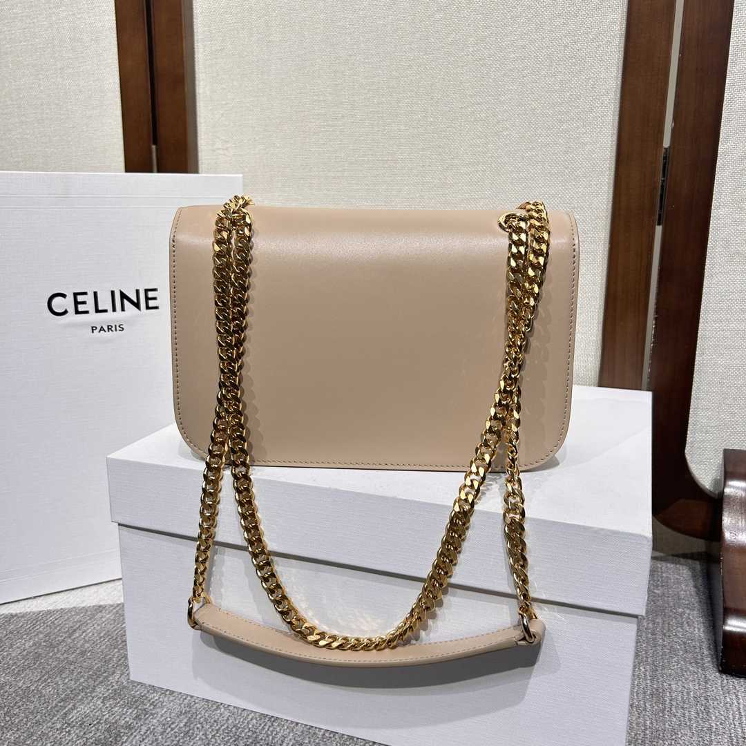 Celine Medium Bag Triomphe Frame In Shiny Calfskin - FashionPlug