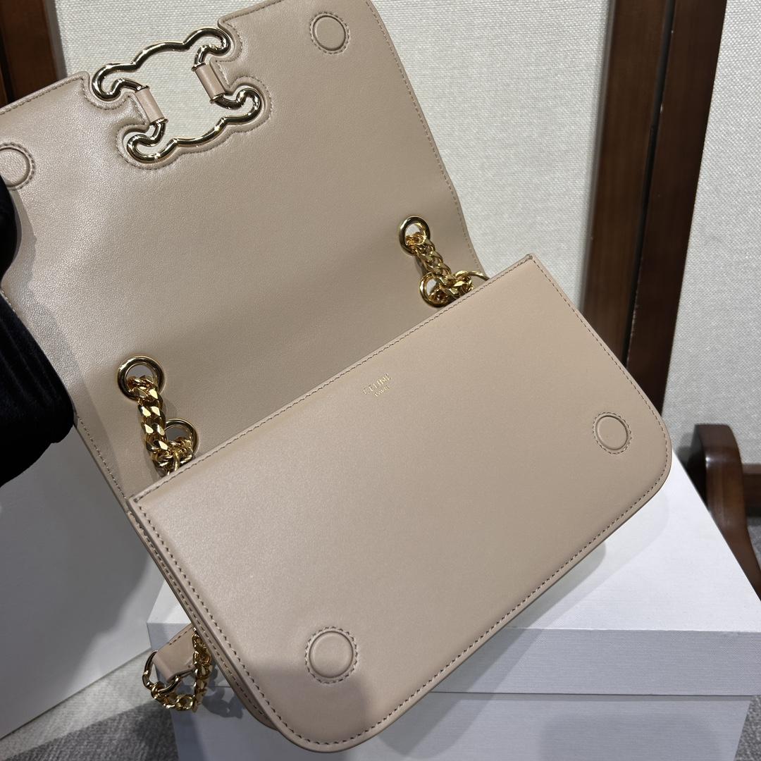 Celine Medium Bag Triomphe Frame In Shiny Calfskin - FashionPlug