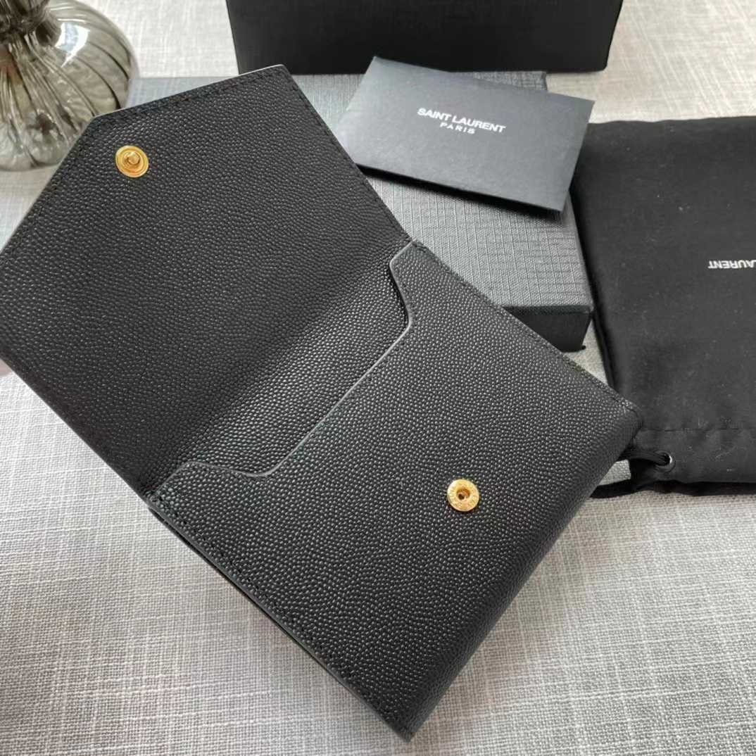 Saint Laurent Uptown Compact Wallet In Grain De Poudre Embossed Leather(12-10-3cm) - FashionPlug
