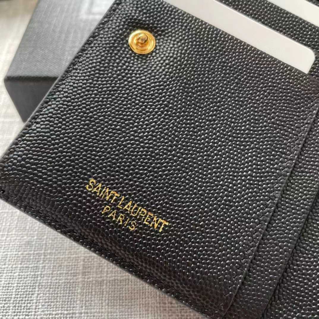 Saint Laurent Uptown Compact Wallet In Grain De Poudre Embossed Leather(12-10-3cm) - FashionPlug