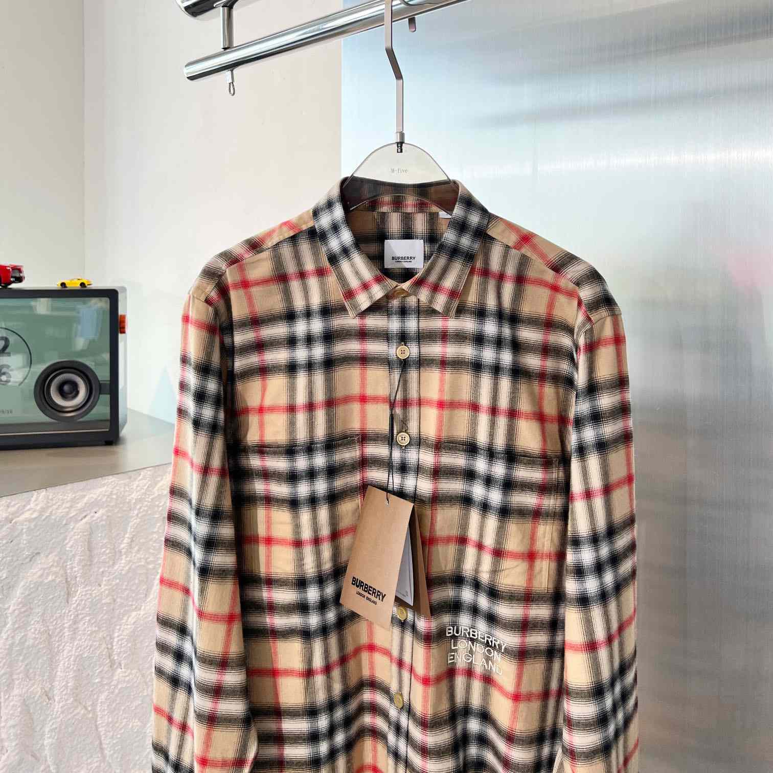 Burberry Chingford Classic Fit Embroidered Logo Ombre Check Button-Up Shirt  - FashionPlug
