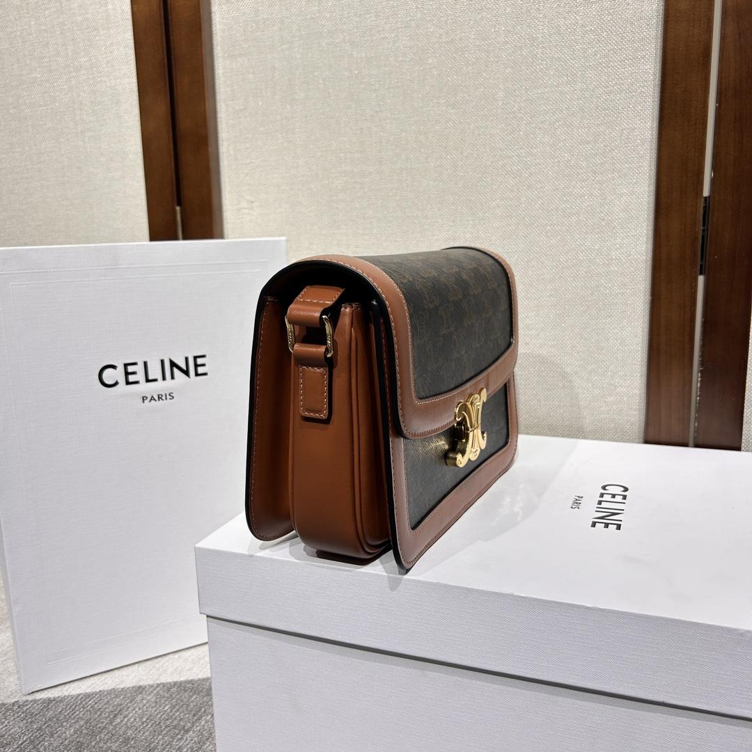 Celine Classique Triomphe Bag In Triomphe Canvas And Calfskin - FashionPlug