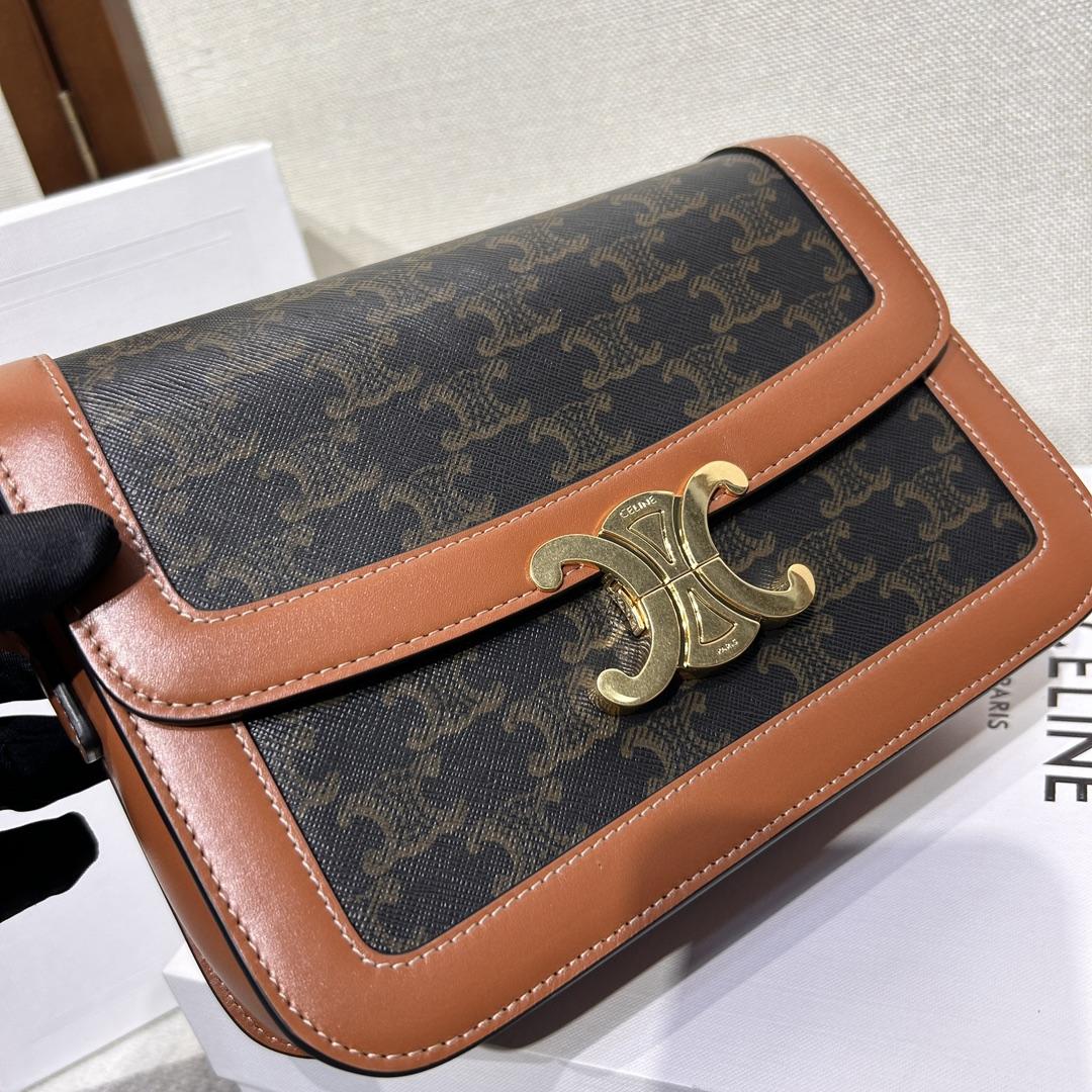 Celine Classique Triomphe Bag In Triomphe Canvas And Calfskin - FashionPlug