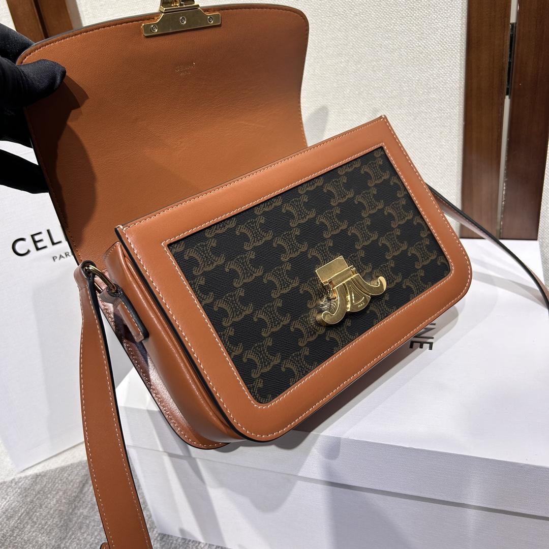 Celine Classique Triomphe Bag In Triomphe Canvas And Calfskin - FashionPlug