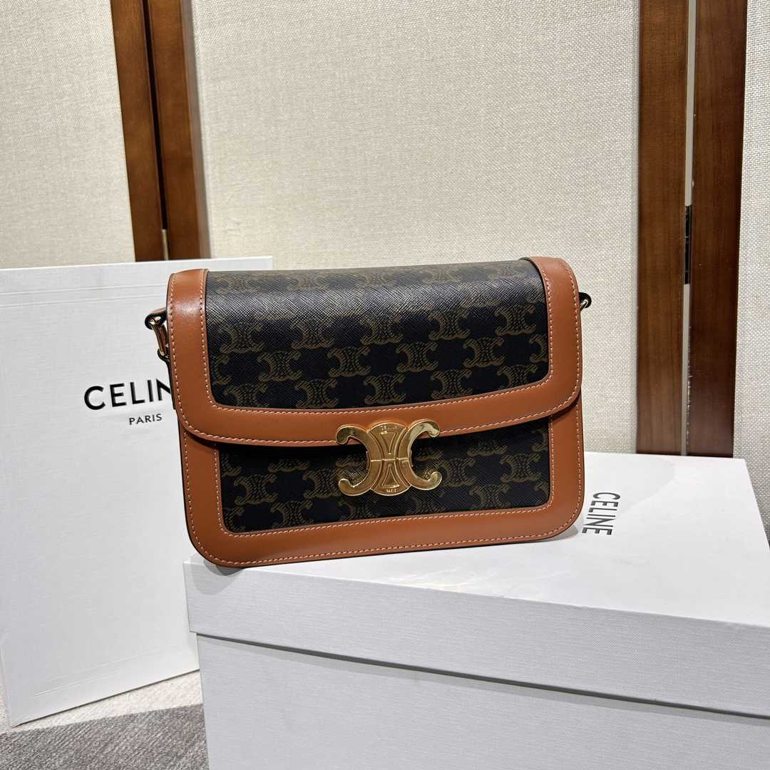 Celine Classique Triomphe Bag In Triomphe Canvas And Calfskin - FashionPlug