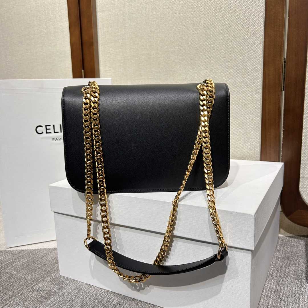Celine Medium Bag Triomphe Frame In Shiny Calfskin - FashionPlug